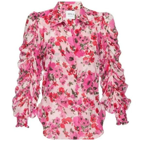 Misa Los Angeles Pink Floral Blouse - Picture 14 of 15